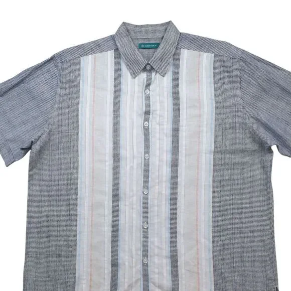 Cubavera Panel Shirt Mens XL Linen Blend Striped - Picture 2 of 7